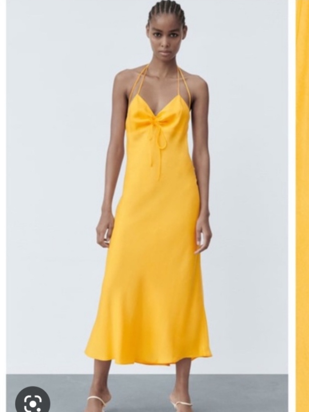 Zara Yellow Midi Slip Dress
